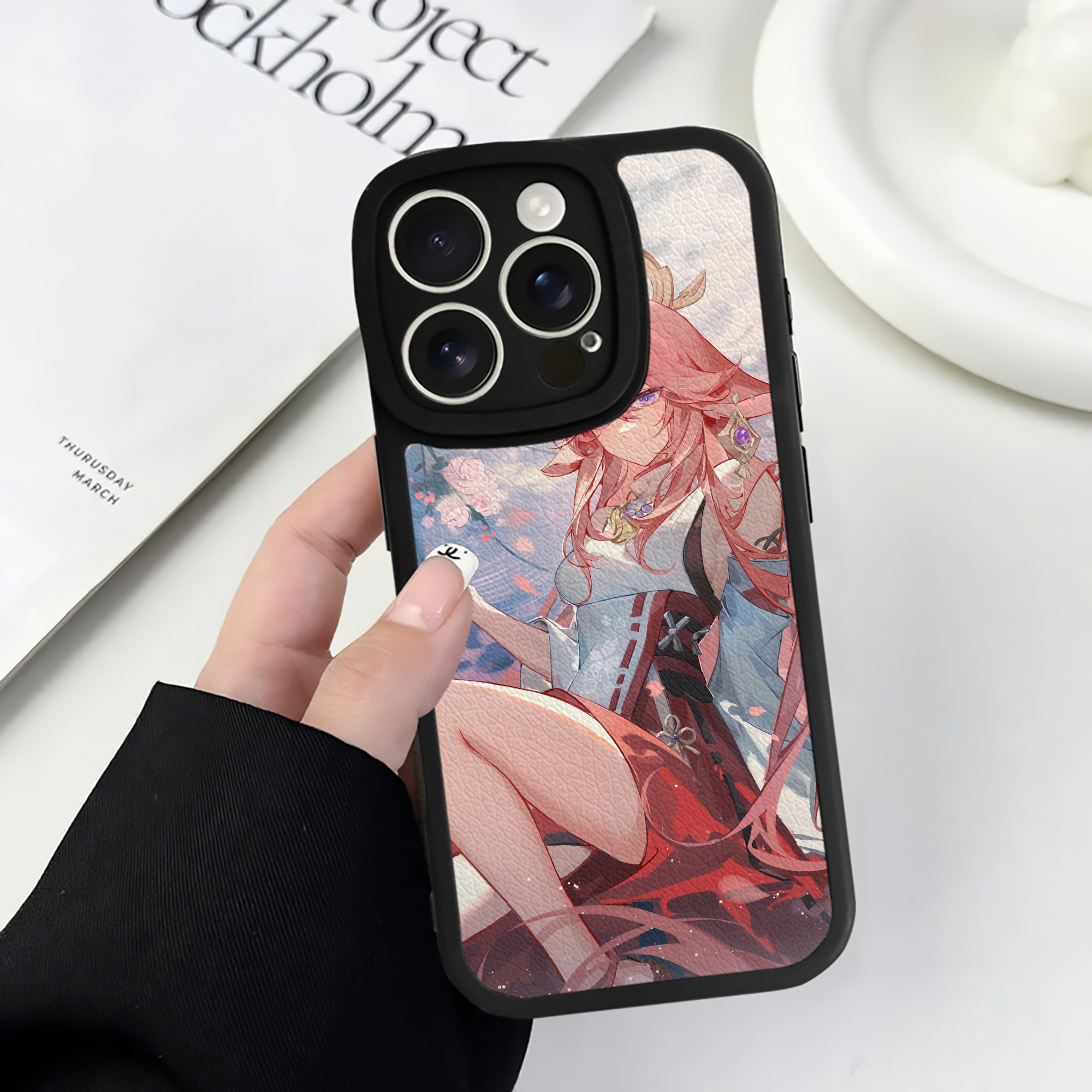 げんし神 genshin 【iPhone 16シリーズ対応】シリコンスマホケース（レザー調） 材質：シリコン